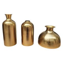 Jarrones Decorativos Dorados Metálicos Set X3 Elegantes - comprar online