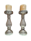 Candelabros de Ceramica Cromados 30 Cm Set x 2