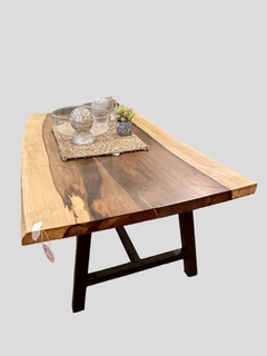Mesa Ratona 1,20mt x 0,60 cm Hierro Madera Guayubira Base Hierro - comprar online