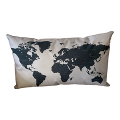 Almohadon Dec.Gris Mapamundi negro 50 x 70 cm
