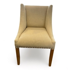 Silla Tapizada Lino estructura madera lustrada