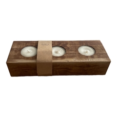 Portavela de madera 3 velas soha 20 cm