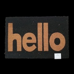 Felpudo coco natural y negro hello 40x60 liso grueso goma antideslizante - tienda online
