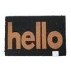 Felpudo coco natural y negro hello 40x60 liso grueso goma antideslizante