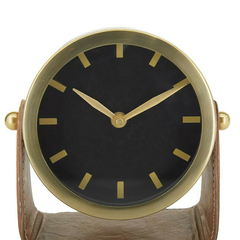 Reloj de Mesa Vintage Metal y Cuero Diseño Elegante - tienda online