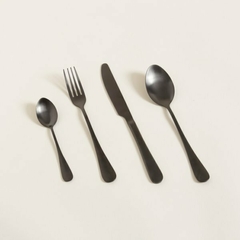 Set De Cubiertos 16 Piezas Acero Inoxidable Negro Premium Negro - Jaspe Deco