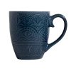 Taza Mug Cerámico Azul 445ml Diseño Relieve Estilo Oriental