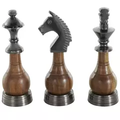 Piezas Decorativas de Ajedrez Rey, Alfil y Caballo en Madera