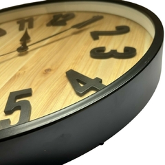 Reloj De Pared 49.5cm Vidrio Madera Y Metal Vintage Moderno - comprar online