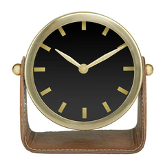 Reloj de Mesa Vintage Metal y Cuero Diseño Elegante - comprar online