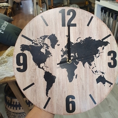 Reloj de Pared Mapa Mundo Rústico 28.5 cm Decorativo Negro - tienda online