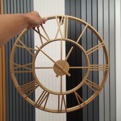 Reloj Pared Industrial Metal Dorado 60 Cm Número Romanos - Jaspe Deco