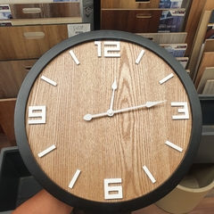 Reloj De Pared 39.5 Cm Estilo Madera Vintage Moderno Negro - comprar online