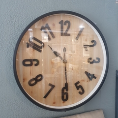 Reloj De Pared 49.5cm Vidrio Madera Y Metal Vintage Moderno - Jaspe Deco