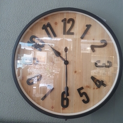 Reloj De Pared 49.5cm Vidrio Madera Y Metal Vintage Moderno en internet