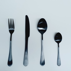 Set De Cubiertos 16 Piezas Acero Inoxidable Negro Premium Negro