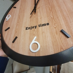 Reloj De Pared Grande Madera Y Negro 50cm Decorativo Living - Jaspe Deco