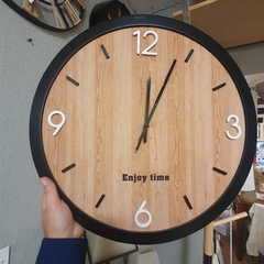 Reloj De Pared Grande Madera Y Negro 50cm Decorativo Living en internet