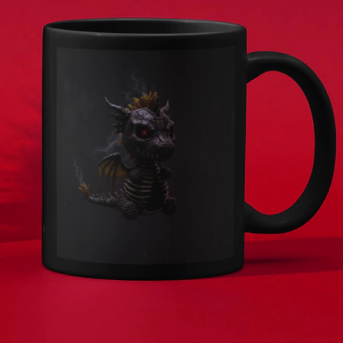 Imagem do Caneca De Porcelana Mágica Semi Brilho Preta 325ml - Aterrorizante