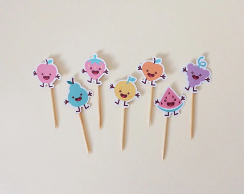Mini Toppers Frutinhas Divertidas Candy Colors