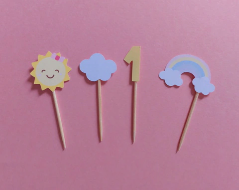 Mini Topper Solzinho e Arco-íris Candy Colors