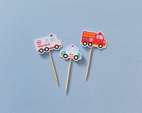 Mini Toppers Veículos de Socorro Ambulância Polícia Bombeiro