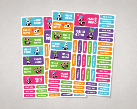 Etiquetas para Material Escolar Monstrinhos - comprar online