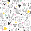 Tecido 17 - Animais Gato Coelho Unicórnio