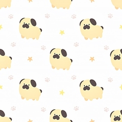 Tecido 56 - Pug Animais Cachorro