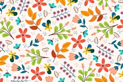 Tecido 70 - Folhas Flores Rosas