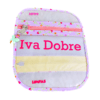 Porta Máscaras Duplo Tecidinho Floral Zíper Amarelo e Salmão