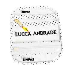 Porta Máscaras Duplo tecidinho Poá Preto e Branco
