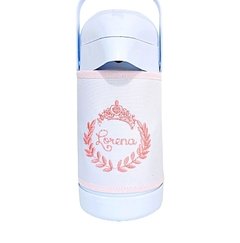 Capa para Garrafa Térmica 500ml Bordada Ramos na tonalidade Rosa