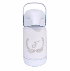 Capa para Garrafa Térmica 500ml Bordada Ramos Prateado