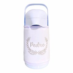 Capa para Garrafa Térmica 500ml Bordada Ramos Prata