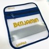Porta Máscaras Duplo Azul Marinho com nome Dourado