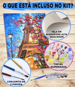 (1716) Pintura em Tela Numerada - Flores 4 - Mundo dos QCS