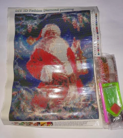 (2928) Pintura com Diamantes - Diy 5D Strass - Papai Noel 6 - 30x40 cm - comprar online
