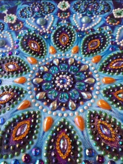 (1593) Pintura com Diamante - Mandala 22 - 24x24 cm - Pedras especiais - comprar online