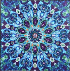 (1593) Pintura com Diamante - Mandala 22 - 24x24 cm - Pedras especiais