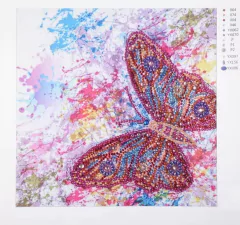 (1614) Pintura com Diamante - Borboleta 3 - 25x25 cm - Pedras Especiais - Mundo dos QCS