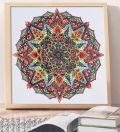 (1739) Pintura com Diamante - Mandala 27 - 30x30 cm - Pedras Especiais na internet
