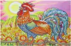 (1802) Pintura com Diamantes - Galo - 40x30 cm - Pedras Especiais