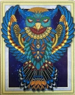 (1844) Pintura com Diamante - Coruja 18 - 40x50 cm - Pedras Especiais na internet