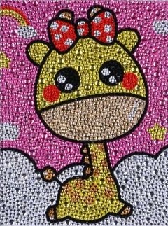 (1928) Pintura com Diamante - Girafa - 15x20 cm - Efeito gota d'água