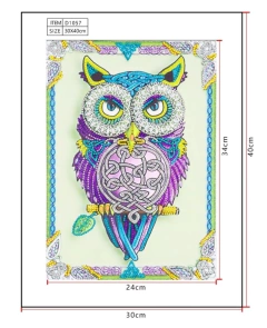 (2008) Pintura com Diamante - Coruja 26 - 30x40 cm - Pedras Especiais - comprar online