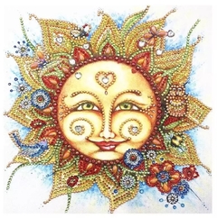 (2100) Pintura com Diamantes - Sol - 30x30 cm - Pedras Especiais - loja online