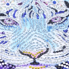(2272) Pintura com Diamantes - Tigre com Borboleta - 30x40 cm - Pedras Especiais - Mundo dos QCS