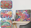 (1712) Pintura com Diamantes - Flores Abstratas 1 - 40x30 cm - Pedras Especiais