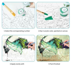 (2831) Pintura em Tela Numerada - Tela Tintas Pincéis - Suculentas